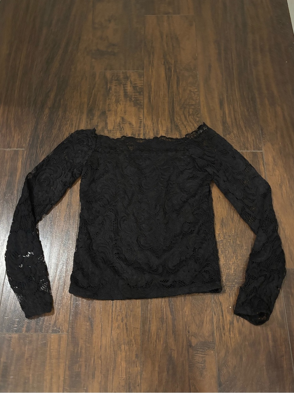 Black Lace Off the Shoulder Top